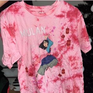 Disney Mulan Pink and Red Tie-Dye Kids Tee